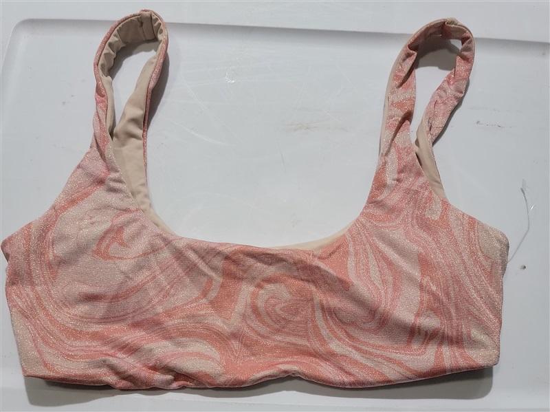 NWT L*Space S Lizzie Tie Dye Peach Pink Shimmer Bikini Top 119743