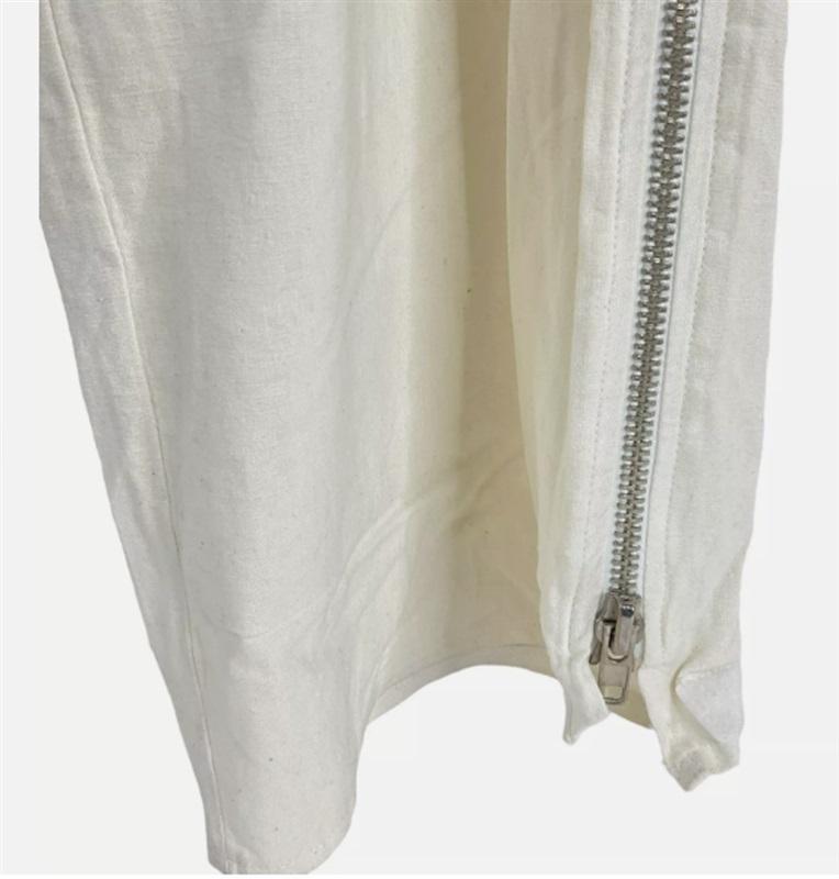 NWOT Aziz M Linen Side Zip Pants Drawstring Ivory 119766
