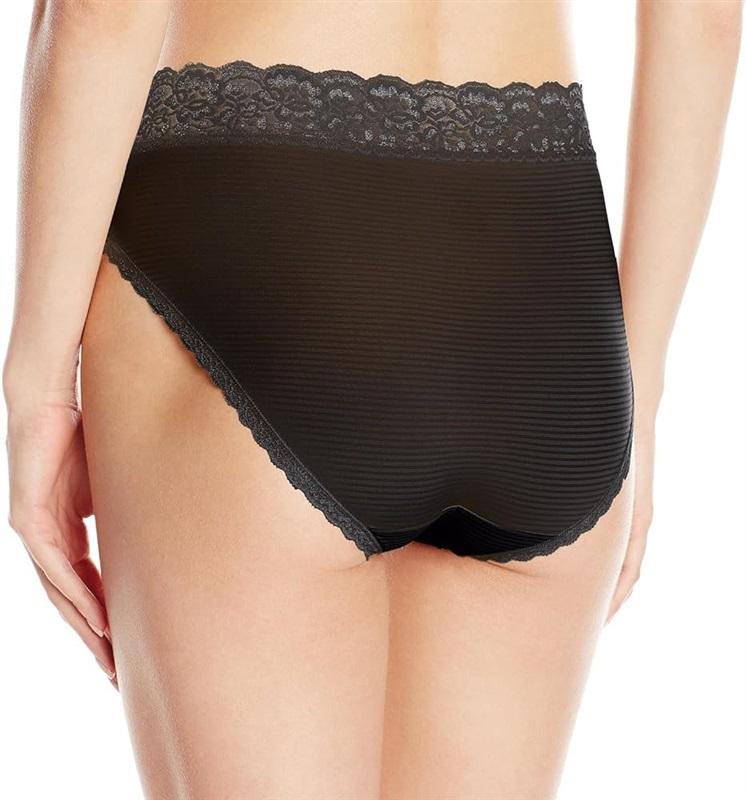 NWT Vanity Fair 6 M Flattering Lace Hi Cut Panty 13280 Black 119803