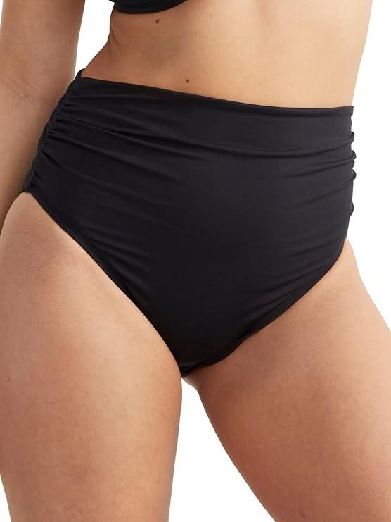 NWT Soma Bleu Rod Beattie Kore 10 Black High Waist Bikini Swim Bottom 119824