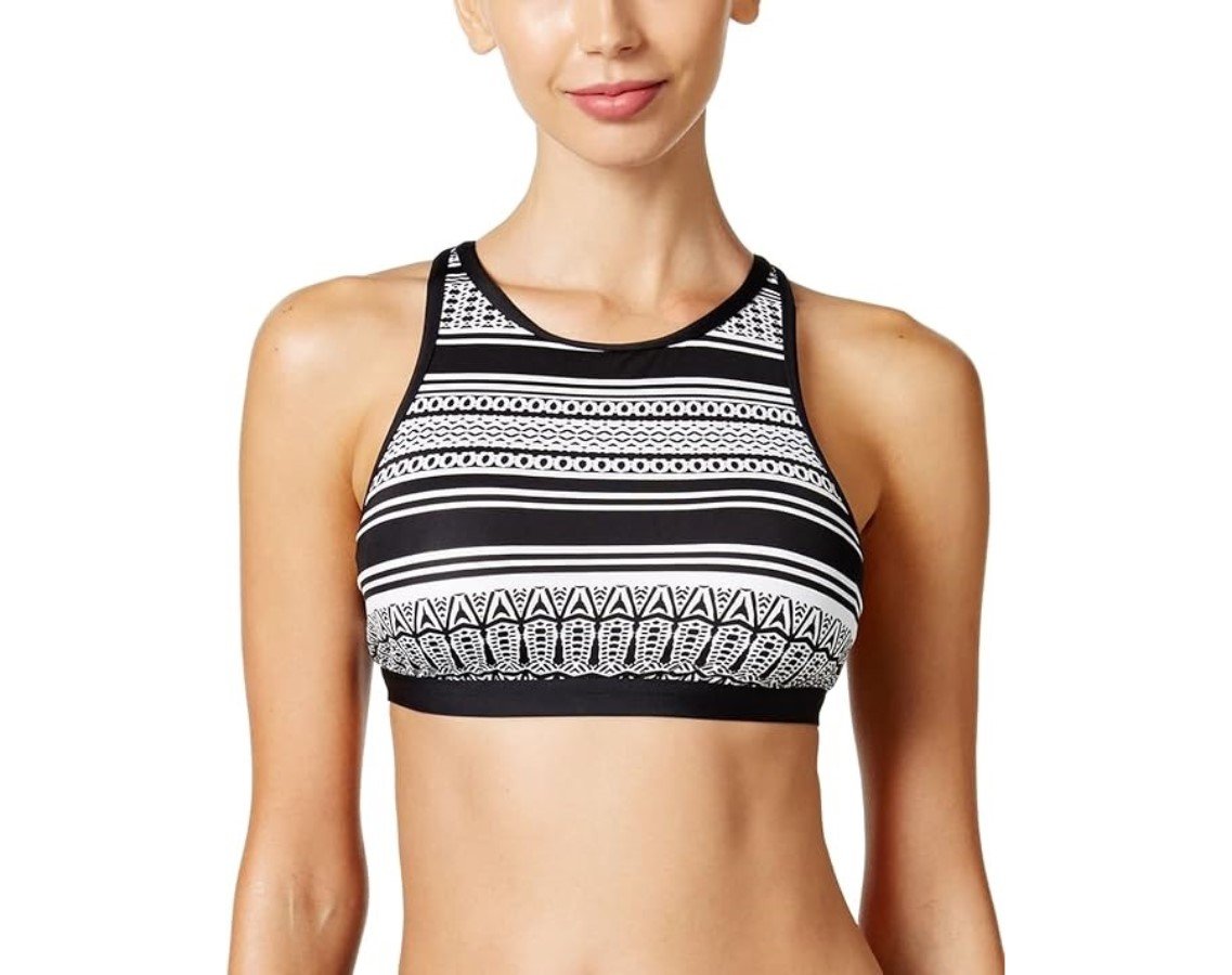 NWT JAG M Harbour Stripe Black & White High-Neck Bikini Top #119876