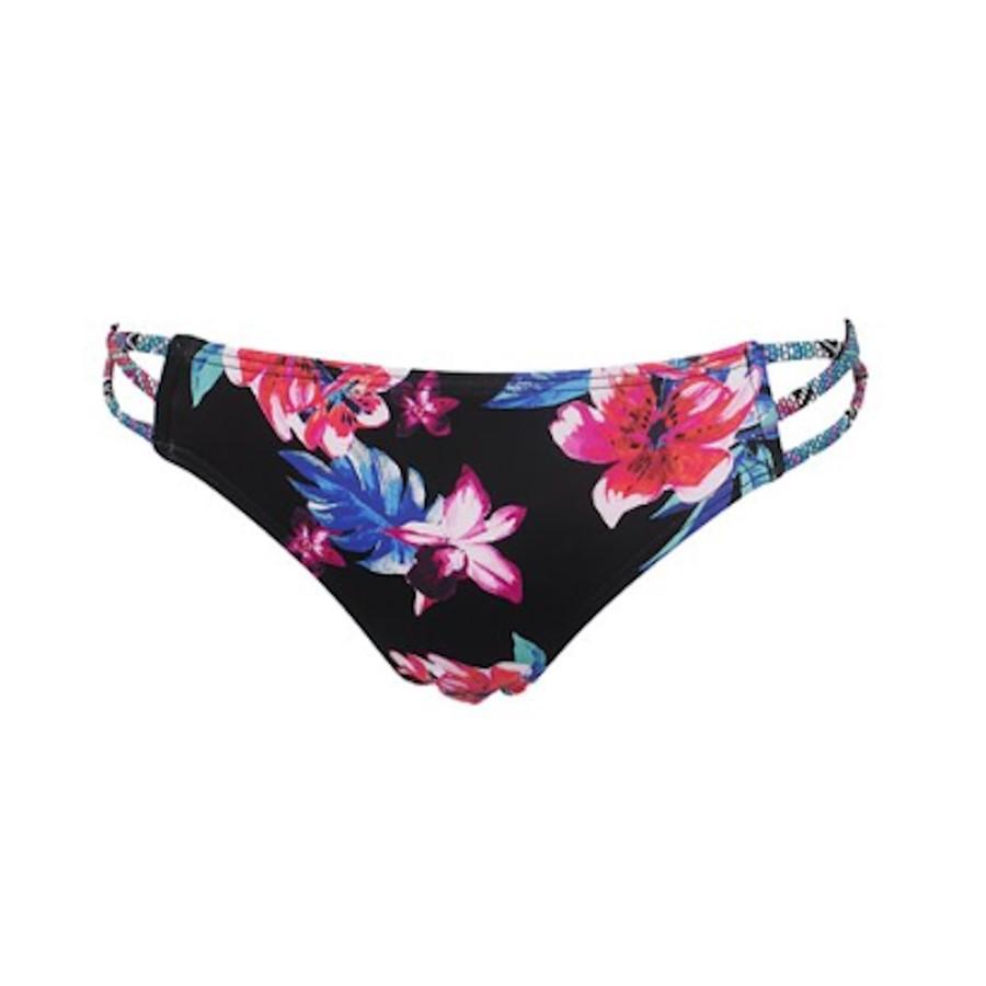 NWT Sundazed M Hawaiian Floral Stunner Hipster Bikini Swim Bottom Black #119883