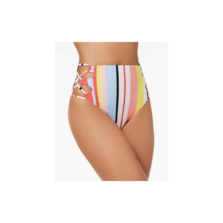 NWOT Bar III XS Bold Stripe High Rise Lace-up Bikini Swim Bottom #119885