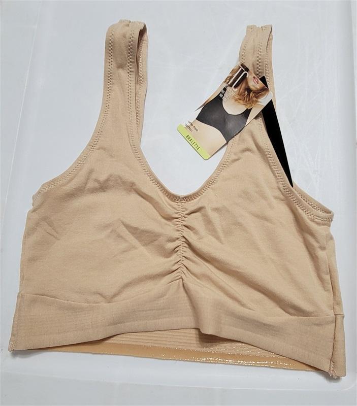 NWT TC Fine Intimates M Cotton V Neck Bralette Beige 119898