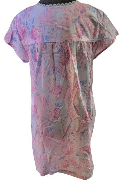 NWt Miss Elaine XL Cap Sleeve Round Neck Woven Nightgown Pink Blue 119906