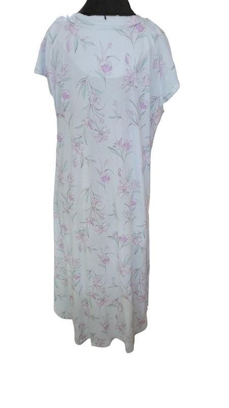 NWT Miss Elaine XL Mint & Purple 2 Button Long Night Gown 119914