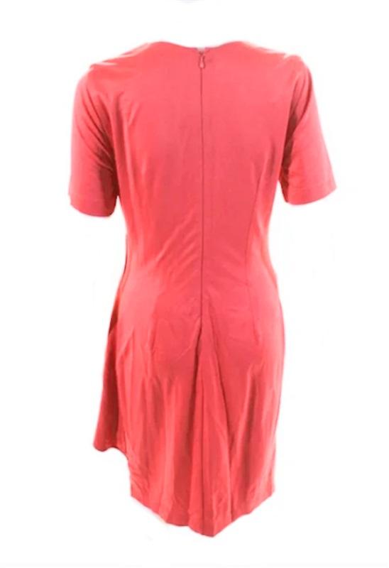 NWT LDT Brooke 4 Pleated Short Sleeve Coral Drape Sheath Dress 119920
