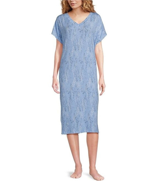 NWT NOTTIBIANCHE S Spotty Print Short Sleeve V-Neck Side Slit Caftan 119922