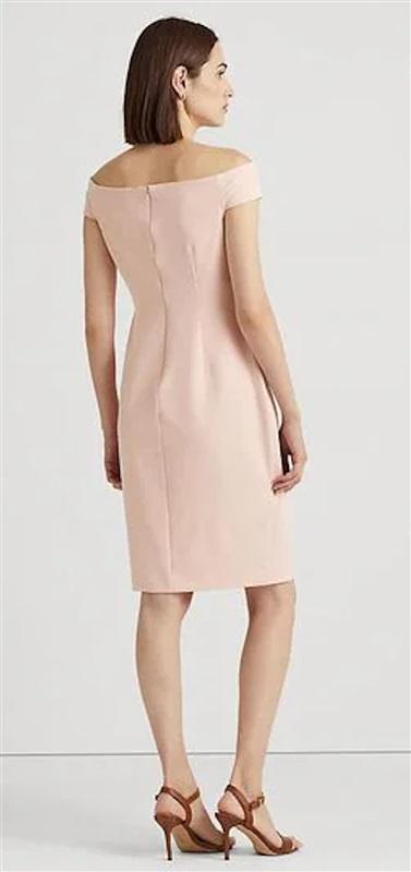 NWT Ralph Lauren 10 Pale Pink Off Shoulder Saran Evening Dress 119925