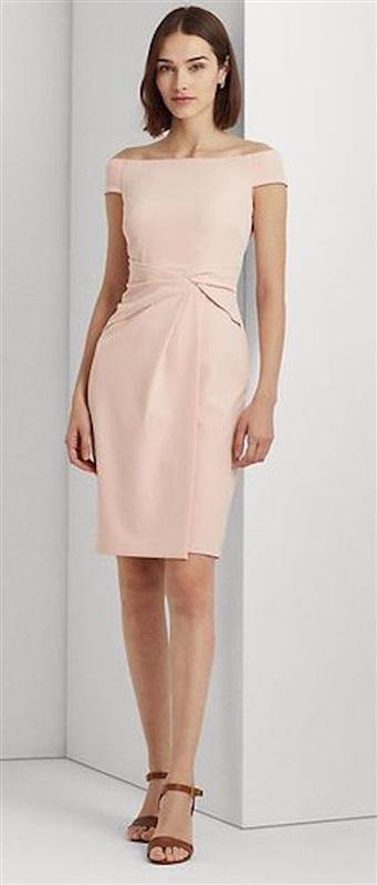 NWT Ralph Lauren 10 Pale Pink Off Shoulder Saran Evening Dress 119925