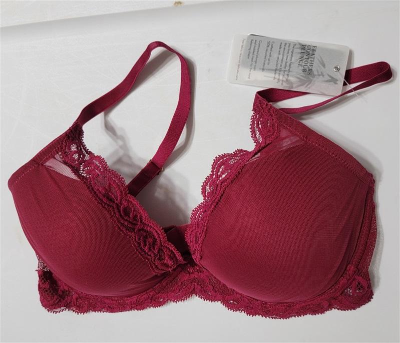 NWT Natori 34D Wine Feathers Bra Plunge Contour 730023 119960