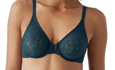 NWT Wacoal 34C Halo Lace Molded 851205 Underwire Bra Green 119980