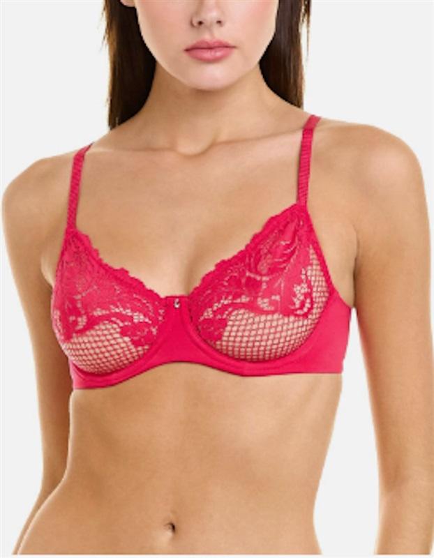 NWT Le Mystere 34DDD Lace Allure Unlined Bra 8246 Red 120009