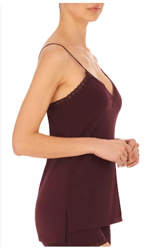 NWT Natori XL Bliss Cotton V Neck Cami 780058 Vino Tank Top 120022