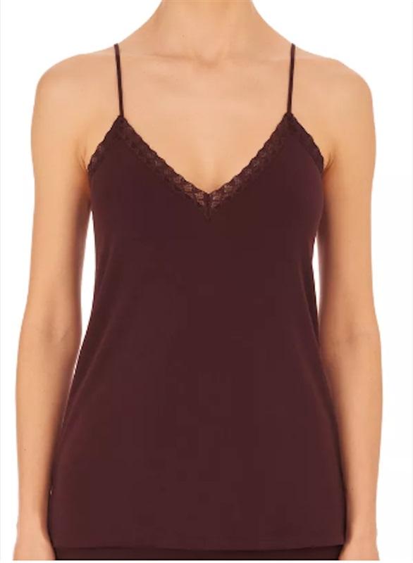 NWT Natori XL Bliss Cotton V Neck Cami 780058 Vino Tank Top 120022
