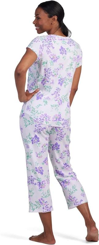 New Miss Elaine Cottonessa Printed Knit Pajama Set 409470D Violets 120027