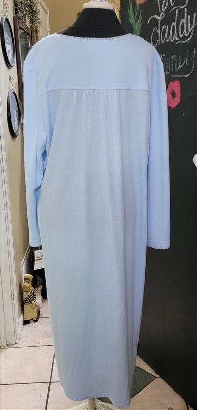 NWT Miss Elaine 3X Honeycomb Jewel Neck Long Sleeve Nightgown Blue 120032