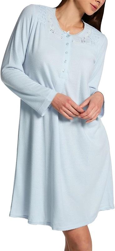NWT Miss Elaine 2X Honeycomb Jewel Neck Long Sleeve Nightgown Blue 120033