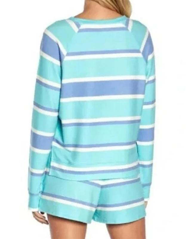 NWT Wildfox M Blue Stripe Lounge Wear Set Top & Shorts Set 120057