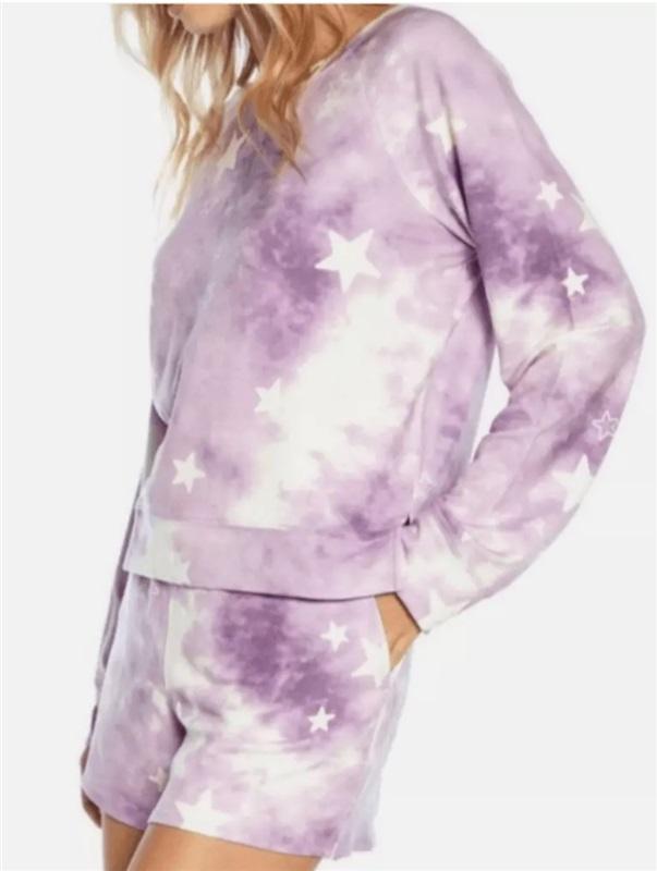 NWT Wildfox S Tye Dye Stars Lounge Wear Set Top & Shorts Set 120060