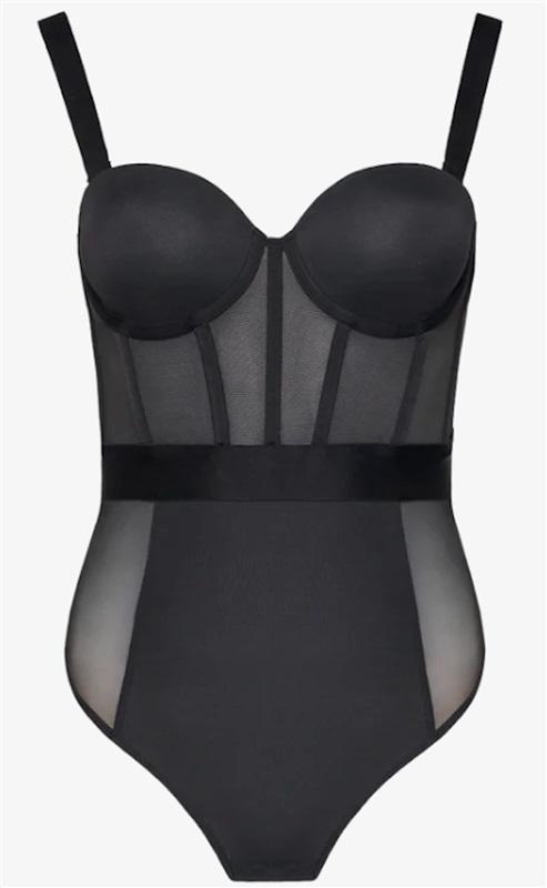 NWOT Donna Karan 34B DKNY Sheers Strapless Mesh Thong Bodysuit DK6008 120125
