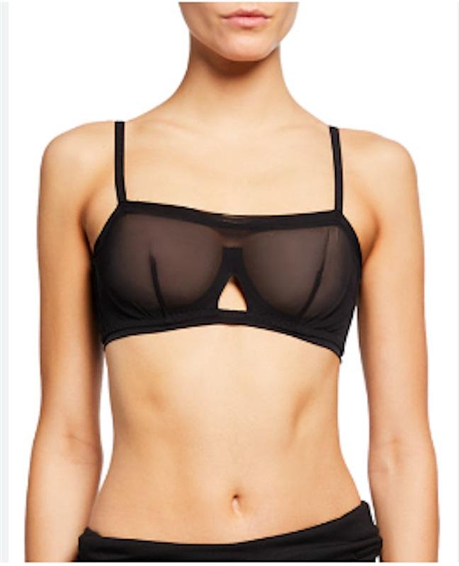 NWT HAH Intimates 30 38 A Adjustable Mesh Underwire Bandeau Bra Black 120131