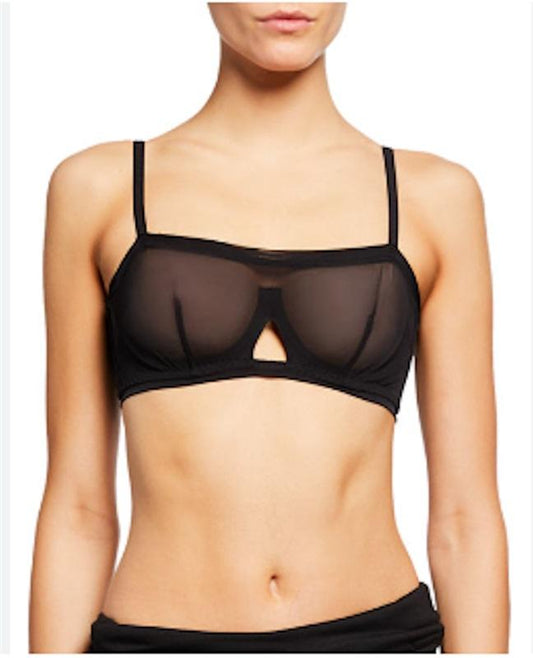 NWT HAH Intimates 30 38 A Adjustable Mesh Underwire Bandeau Bra Black 120131
