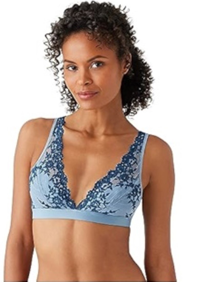 NWT Wacoal 38 Embrace Lace Soft Cup Non-Wire Bra 852191 Blue 120134