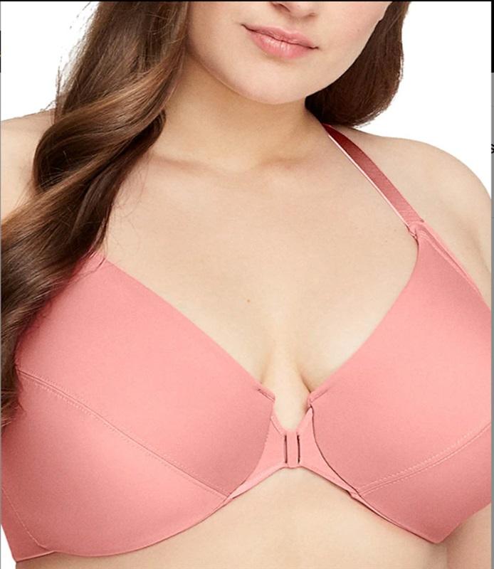 NWOT Glamorise 34G Full Fig Front-Close Smoothing Bra Underwire 1247 Pink 120152