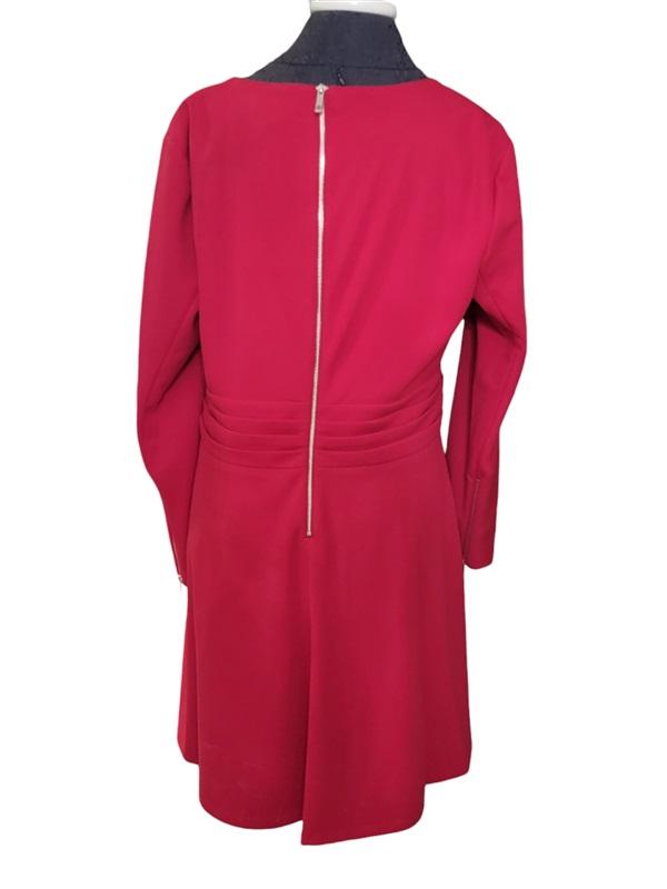 NWT Tommy Hilfiger 14 Red V Neck Long Sleeve Dress 120172