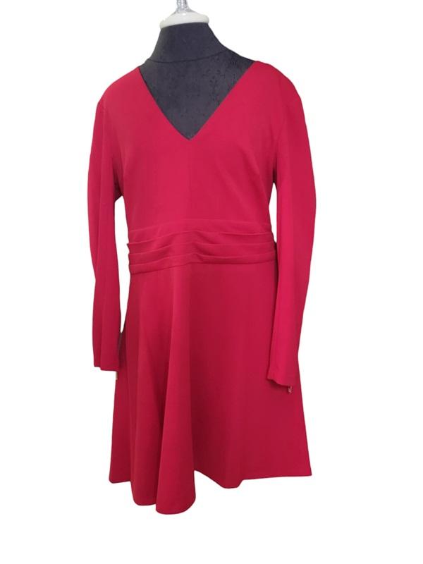NWT Tommy Hilfiger 14 Red V Neck Long Sleeve Dress 120172
