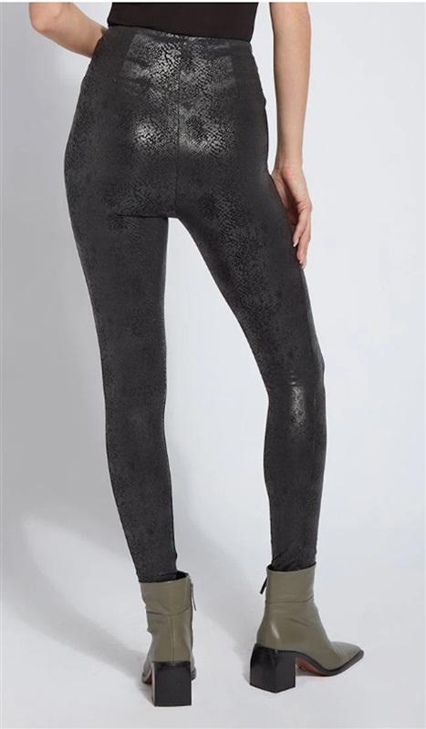 NWT Lysse L Snake Patterned Matilda Foil Legging Vegan Leather Black 120185