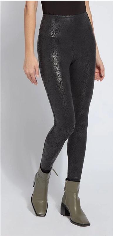 NWT Lysse L Snake Patterned Matilda Foil Legging Vegan Leather Black 120185