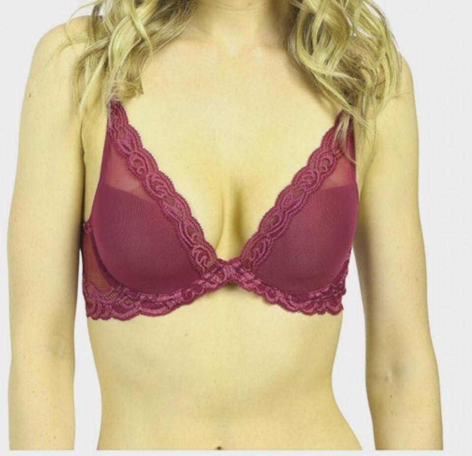 NWT Natori 34DDD Purple Feathers Bra Plunge Contour Style 730023 120201