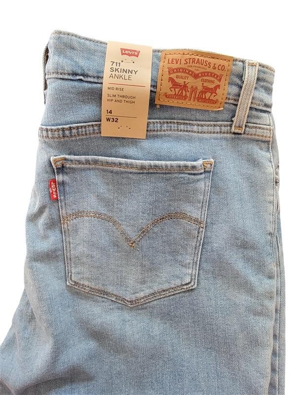 NWT Levis 711 14 32 Skinny Ankle Mid Rise Light Blue Jeans 120221