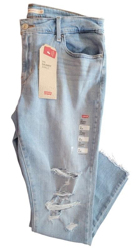 NWT Levis 711 14 32 Skinny Ankle Mid Rise Light Blue Jeans 120221