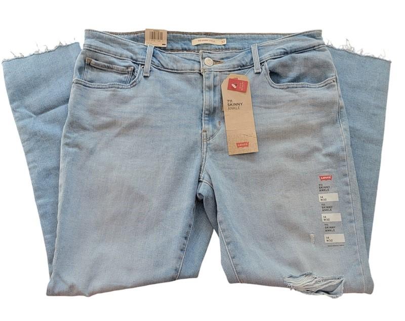 NWT Levis 711 14 32 Skinny Ankle Mid Rise Light Blue Jeans 120221