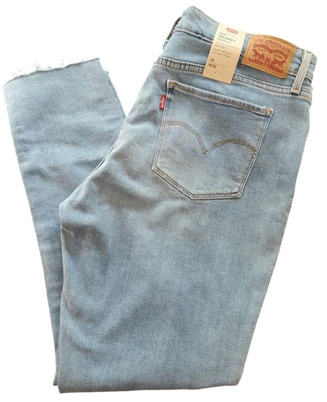 NWT Levis 711 14 32 Skinny Ankle Mid Rise Light Blue Jeans 120221
