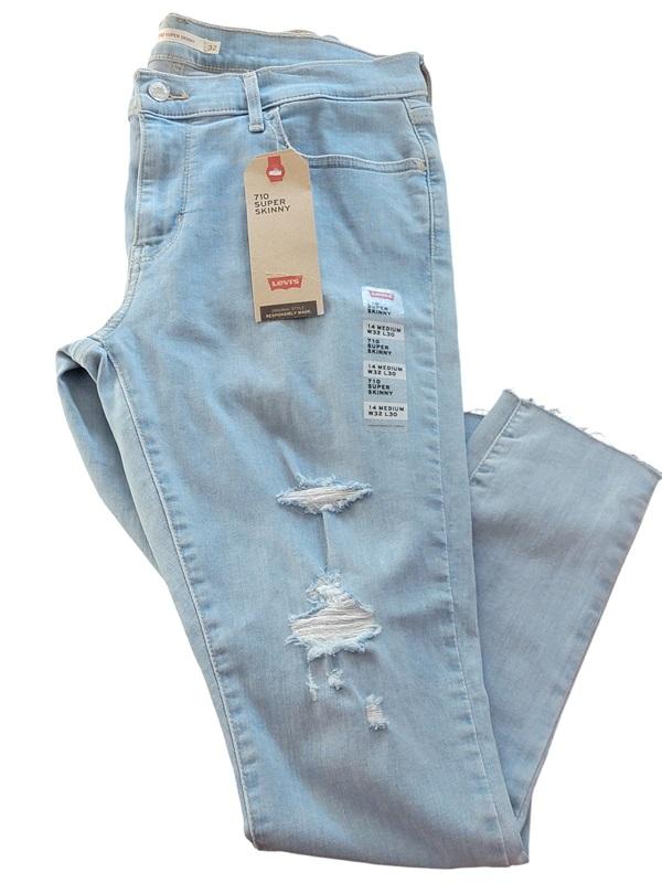 NWT Levis 710 14 32x30 Super Skinny Mid Rise Jeans Slim Through Hip Thigh 120222