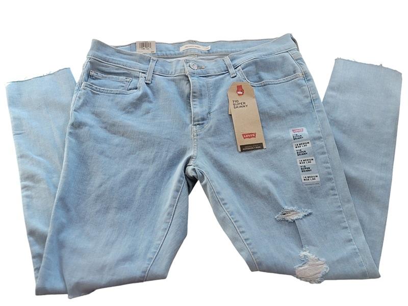 NWT Levis 710 14 32x30 Super Skinny Mid Rise Jeans Slim Through Hip Thigh 120222
