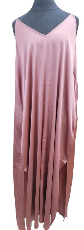 NWT Van Winkle S Satin Side Slit V-Neck Sleeveless Maxi Chemise Mauve 120223