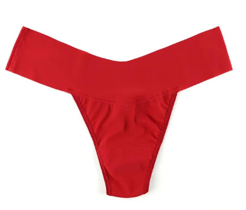 NWT Hanky Panky L Breathe Natural Rise Thong Underwear Panty Red 120226