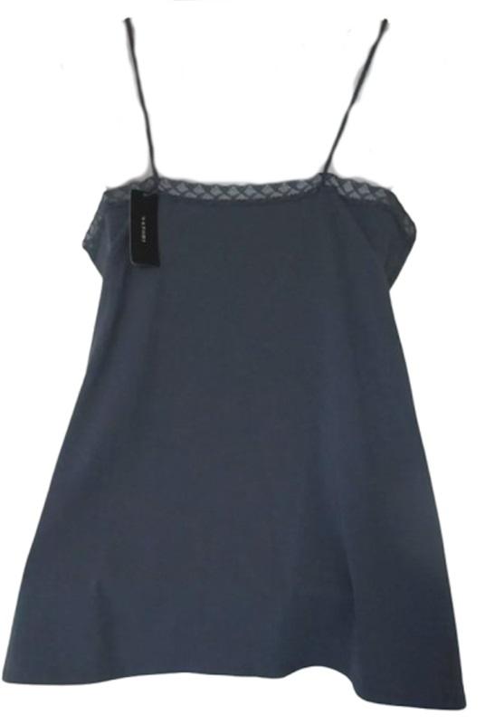 NWT Natori M Bliss Cotton V Neck Cami 780058 Ash Navy Tank Top 120238
