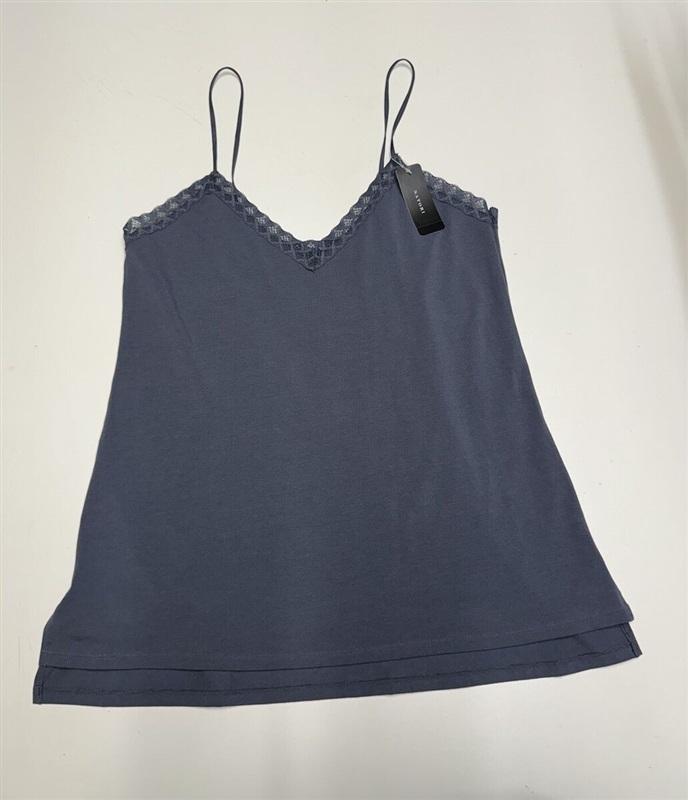 NWT Natori M Bliss Cotton V Neck Cami 780058 Ash Navy Tank Top 120238