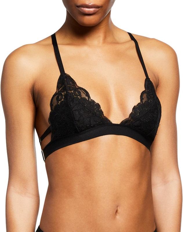 NWT HAH Intimates XS SistHAH Bralittle Racerback Bralette Black Polka Dot 120245