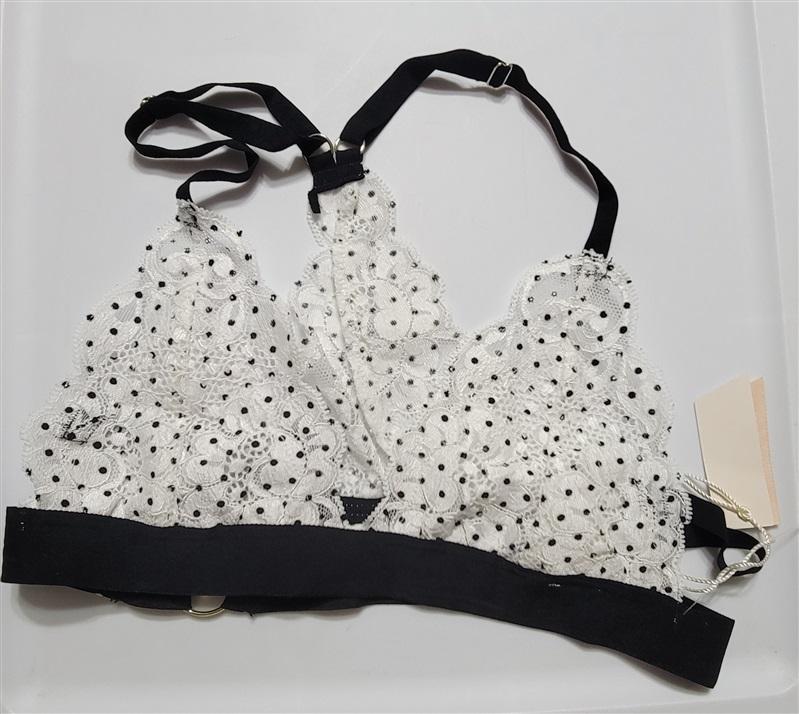 NWT HAH Intimates XS SistHAH Bralittle Racerback Bralette Black Polka Dot 120245