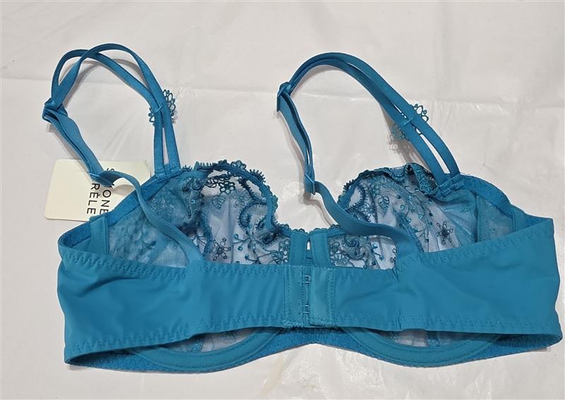 NWT Simone Perele 34D Delice Sheer Plunge Bra 12X319 Blue 120265