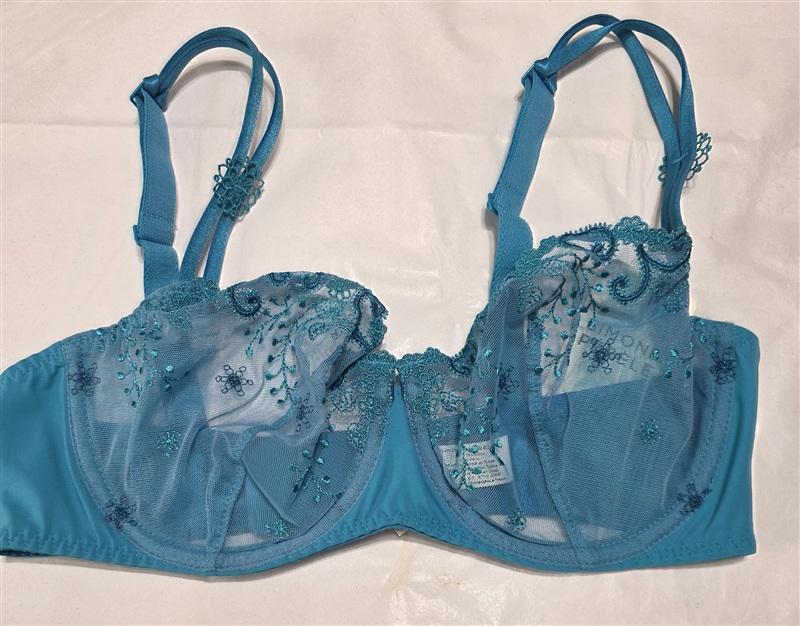 NWT Simone Perele 34D Delice Sheer Plunge Bra 12X319 Blue 120265