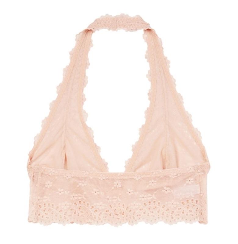 NWT b.tempt'd Wacoal L Inspired Eyelet Halter Bralette Beige 120310