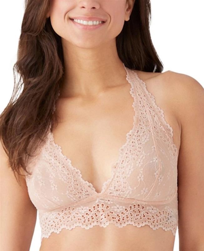 NWT b.tempt'd Wacoal L Inspired Eyelet Halter Bralette Beige 120310